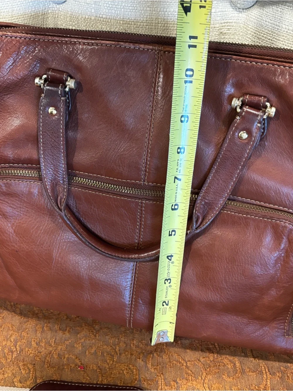 Brown Leather Liz Claiborne  Weekender Bag with Canvas Strap